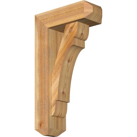 Ekena Millwork Olympic Craftsman Rough Sawn Bracket w/ Offset Brace, Western Red Cedar, 6"W x 16"D x 28"H BKT0604X16X28OLY04RWR